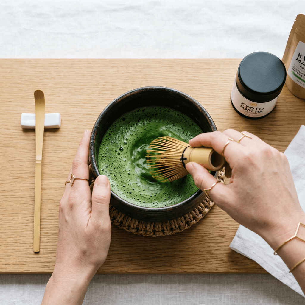 Ceremonial matcha preparation
