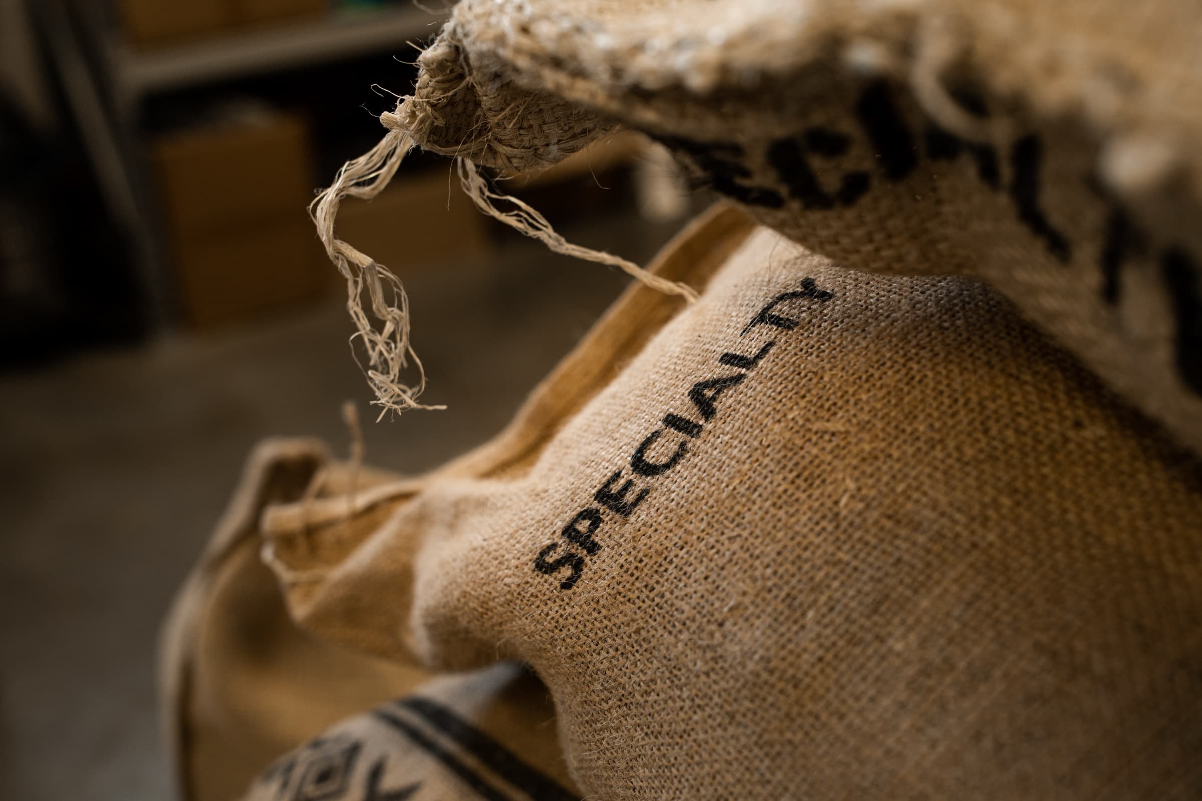 Coffee roastery with freshly roasted beans